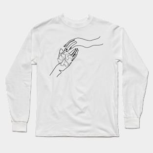 Hands line art | love | flower Long Sleeve T-Shirt